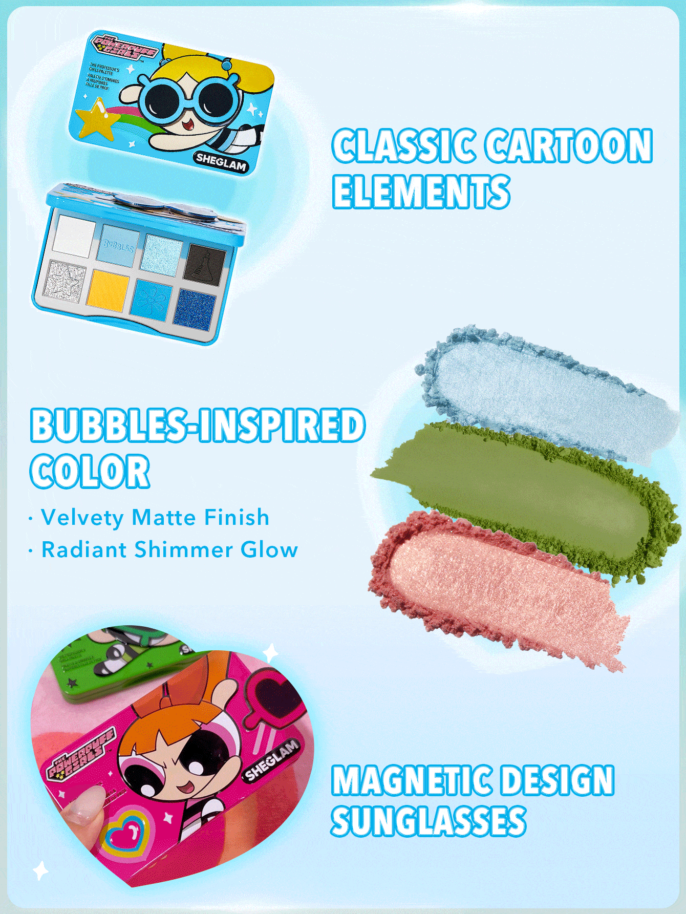 SHEGLAM x The Powerpuff Girls The Professor’s Girls’ Palette — Bubbles — 8 Shades