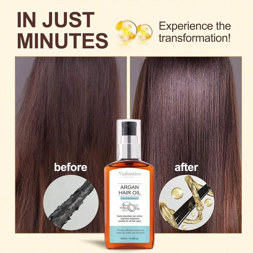 Vailontiss Nature Argan Hair Oil — Natural Argan Extraction | 100ml / 3.38 fl oz